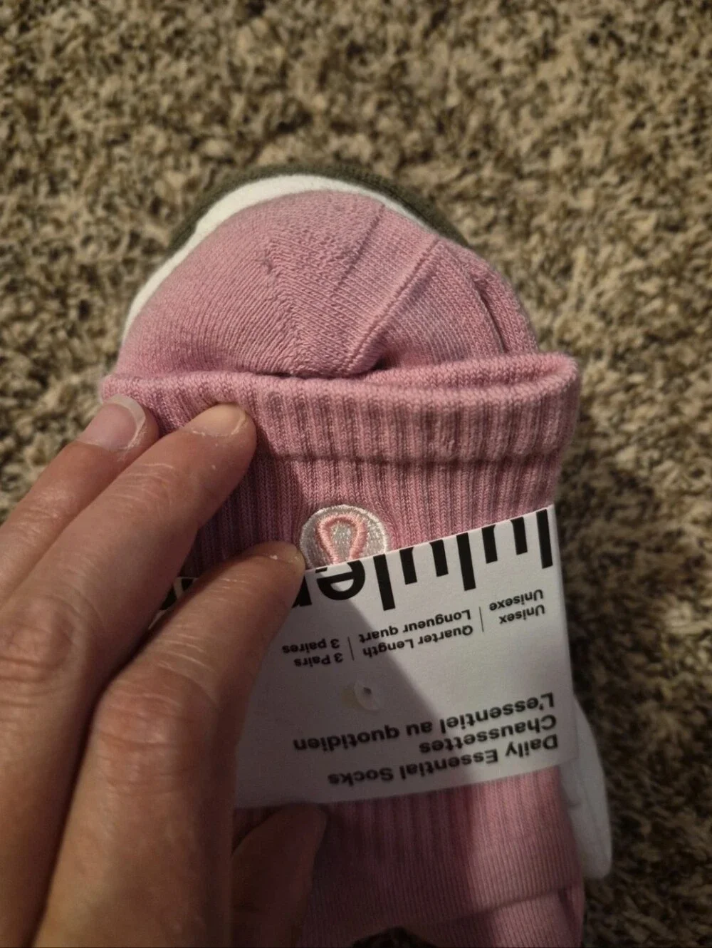 Lululemon Daily Essentials Socks 3 Pack Size L NWT